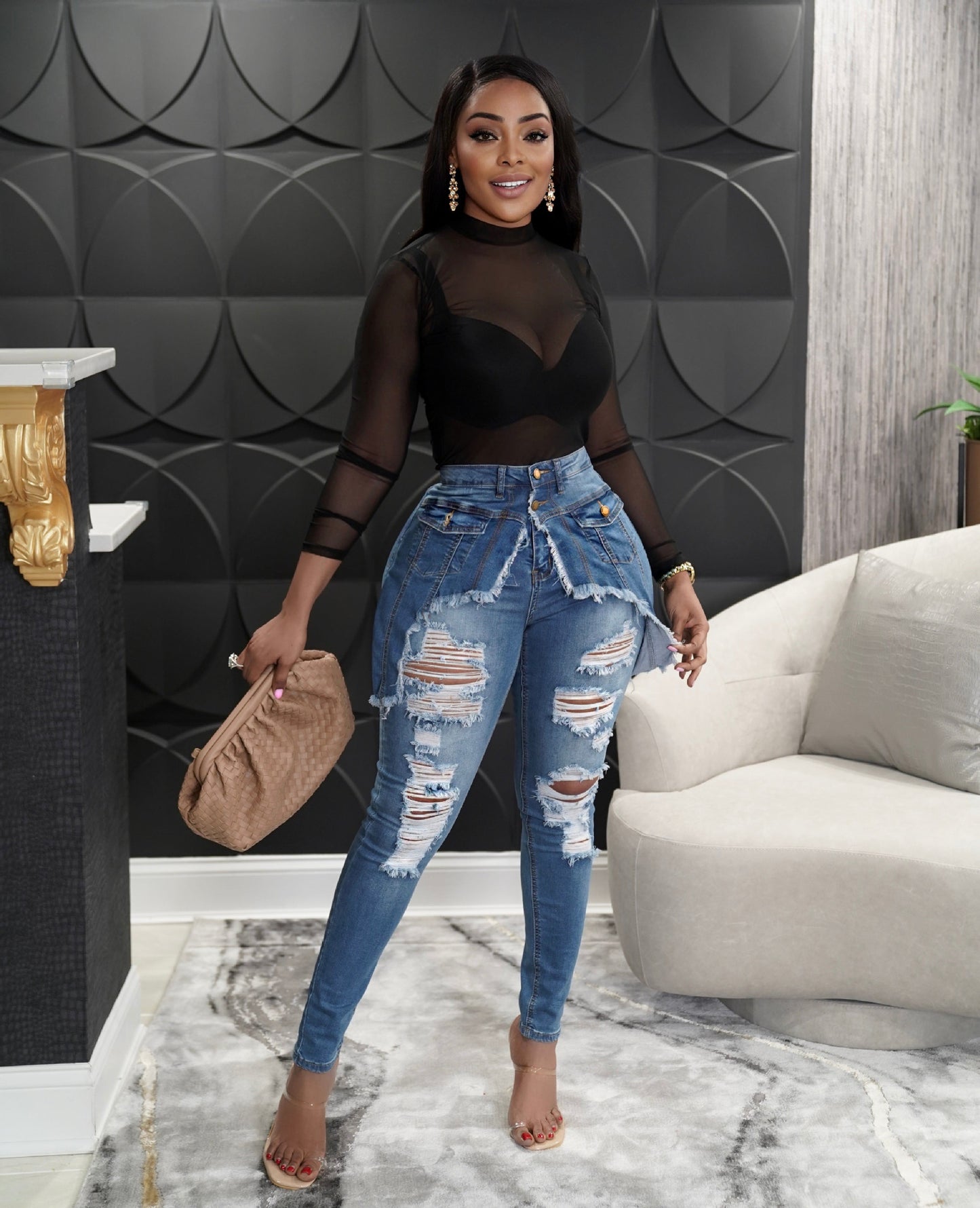 Snatched & Shredded Denim Ripped Skinny Jeans ✨